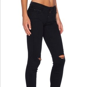 MOTHER looker ankle fray BLACK